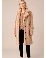 Auguste | Damen Winterjacke mit Teddy-Oberfläche, Kragen und Knöpfen in Beige