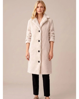 Auguste | Damen Winterjacke mit Teddy-Oberfläche, Kragen und Knöpfen in Creme