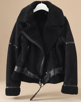 Aurea | Damen Winterjacke mit Gürtel und Teddy Details in Braun