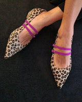 Aurela | Damen Leopardenmuster Riemchen Ballerinas in Braun
