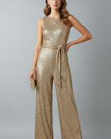 Auriane | Damen Pailletten Ärmellos Jumpsuit in Gold