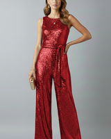 Auriane | Damen Pailletten Ärmellos Jumpsuit in Rot