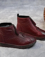 Aurora | Damen Orthopädische Gefütterte Stiefeletten mit Reißverschluss und Stabiler Sohle in Rot
