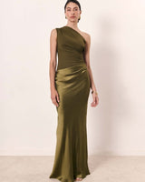Aurora | Damen Kleid Fließend Modern Lässig Elegant in Grün