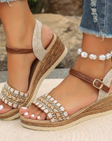 Aveline | Casual Damen-Sandalen mit Strass in Khaki