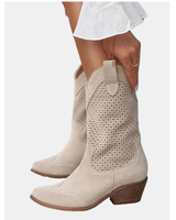 Ayla | Damen Orthopädische Stiefel mit Perforation in Beige