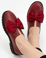 Nargiza - Elegante Loafer Mit Schleife Runder Zehenpartie Und Klobiger Sohle in Burgund