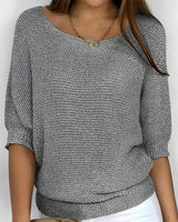 Leonie - Moderner Pullover mit Rundhalsausschnitt in Grau