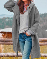 Selina | Damen Oversize Wintermantel mit Knopfleiste in Grau