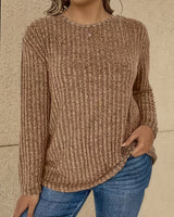 Katiya - Lässiger Locker Sitzender Pullover Mit Langen Ärmeln in Khaki