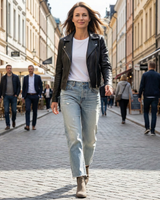 Zelda - Verkürzte Premium-Stretch-Jeans in Retro Blau