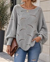 Zeyna – Langärmeliger Strickpullover in Grau