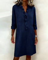 Dorelle - Luftiges Rüschen-Shirtkleid aus Leinen-Mix in Marineblau