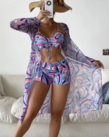 Lydia | 3-teiliges Bikini-Set mit Druck in Pink