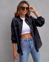 Serdia | Zerrissene Denimjacke in Übergröße in Schwarz