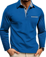 Kai | Lässiges Langarm-Poloshirt in Blau