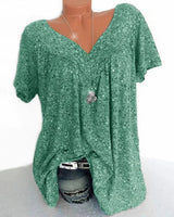 Sarita – Kurzärmelige Bluse Mit Blumenmuster in Grün