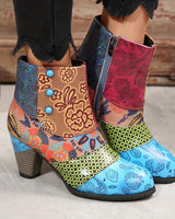 Marylin - Kurze Stiefel Mit Klobigem Absatz in Blau
