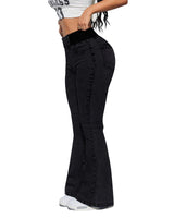 Damenjeans mit hohem Bund und dehnbaren Beinen in Schwarz