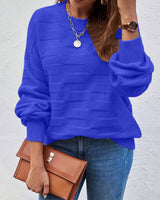 Annastina - Lässiger Langarm Pullover Mit Rundhalsausschnitt in Blau