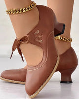 Zydrune - Vintage Leder Pumps Mit Hohem Absatz in Braun