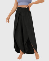 Magdalena | Damen Weit geschnittene Boho-Hose mit Schlitzdesign in Schwarz