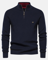 Bartholomäus | Herren Strickpullover mit Troyer-Kragen in Marineblau