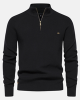 Bartholomäus | Herren Strickpullover mit Troyer-Kragen in Schwarz