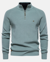 Bartholomäus | Herren Strickpullover mit Troyer-Kragen in Hellblau