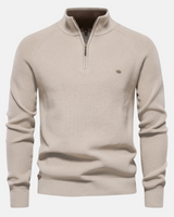 Bartholomäus | Herren Strickpullover mit Troyer-Kragen in Beige