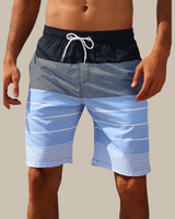 Bastian | Herren Gestreifte Badeshorts mit Kordelzug in Blau