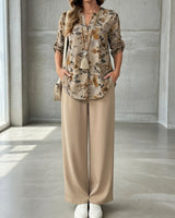 Ilaria - Floraler Soft-Touch-Zweiteiler in Beige