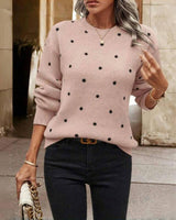 Gergana – Gestrickter Pullover Mit Polka-Punkte in Rosa
