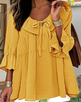 Garbine – Elegante Bluse Mit Rüschen Am Ausschnitt in Gelb