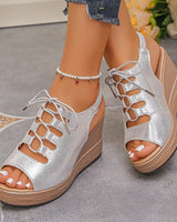 Eleaner – Bequeme Keilabsatzsandalen in Silber