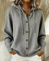 Giliza – Kapuzen-Strickjacke Mit Knöpfen in Grau