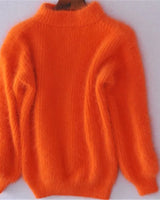 Lässiger Angora Strick Damenpullover - Livia in Orange