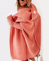 Beate | Damen Strickjacke mit Kapuze, Oversized Cardigan mit Weitem Schnitt in Orange