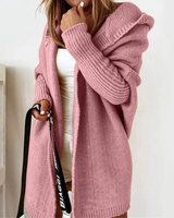 Beate | Damen Strickjacke mit Kapuze, Oversized Cardigan mit Weitem Schnitt in Rosa