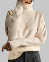 Susanne | Rollkragen Locker Geschnittener Pullover für Damen in Beige