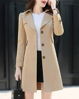 Jacqueline | Damen Stilvoller Zweireihiger Trenchcoat in Khaki