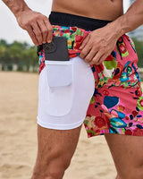 Benedikt | Herren Badeshorts mit Innenfutter in Dunkelrosa