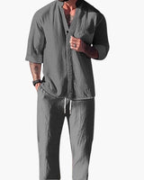 Benedikt | Herren Langarm Shirt Hose Set in Grau