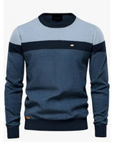 Benedikt | Herren Pullover Mit Kontrast Design Und Langarm Schnitt in Marine