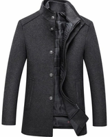 Benedikt | Herren Winterjacke im Mantel Stil mit Reißverschluss, Knöpfen und Taschen in Grau