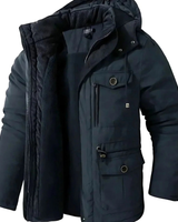 Benedikt | Herren Winterjacke mit Kapuze, Fleece und Windschutz in Blau
