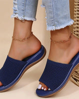 Bequeme Slide-Sandalen Damen in Marineblau
