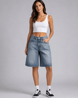 Bermuda Jeans Shorts Damen High Waist in Denim