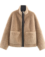 Damen-Fleecejacke mit Frontverschluss - Signe in Kaffee