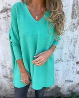 Annika | Damen Pullover mit Lockerer Passform und V-Ausschnitt in Blau